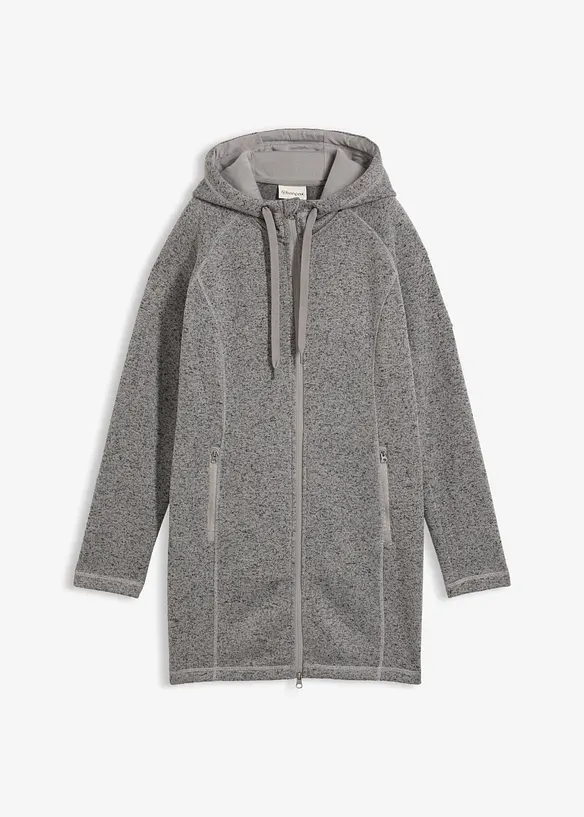 Long-Fleecejacke mit Kapuze, bonprix