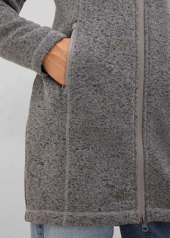 Long-Fleecejacke mit Kapuze, bonprix