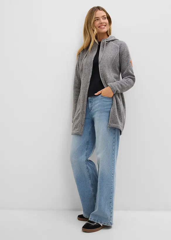 Long-Fleecejacke mit Kapuze, bonprix
