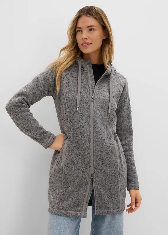 Long-Fleecejacke mit Kapuze, bonprix