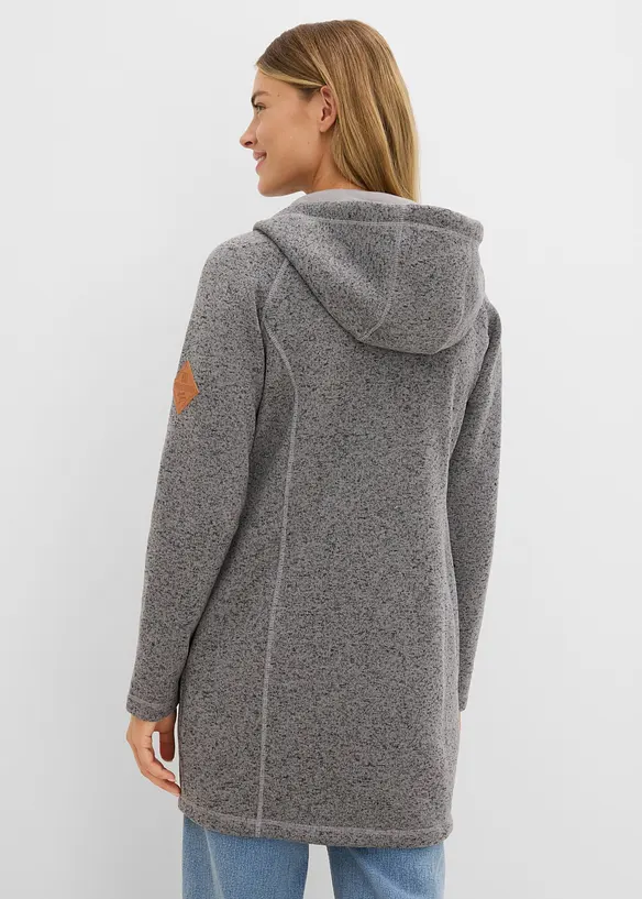 Long-Fleecejacke mit Kapuze, bonprix