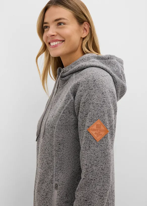 Long-Fleecejacke mit Kapuze, bonprix