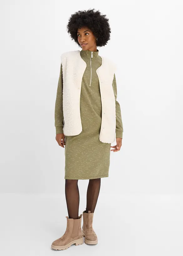 Robe sweat &agrave; col camionneur, bonprix