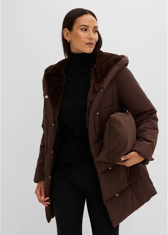 Steppjacke mit Fellimitat Besatz, bonprix