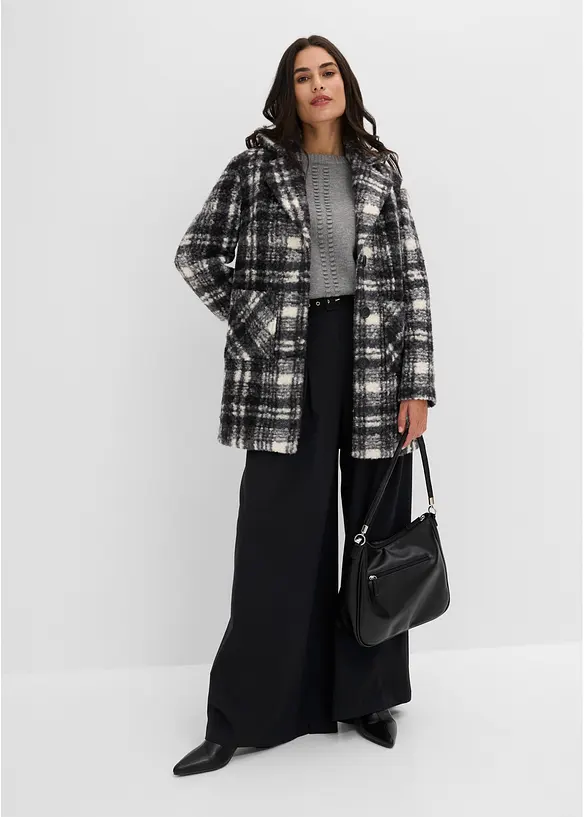 Manteau court &agrave; carreaux, bonprix