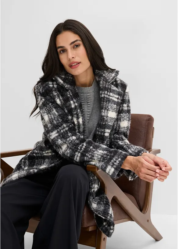 Manteau court &agrave; carreaux, bonprix