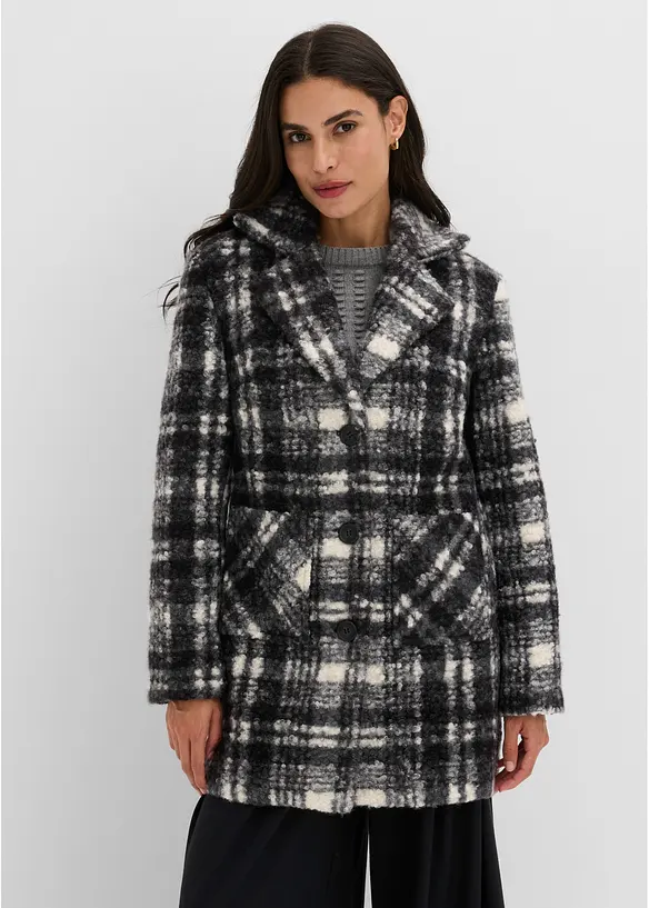 Manteau court &agrave; carreaux, bonprix