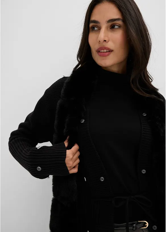 Gilet en maille &agrave; bordure amovible, bonprix