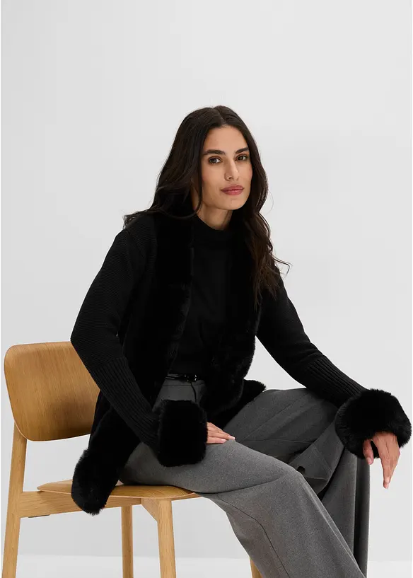 Gilet en maille &agrave; bordure amovible, bonprix