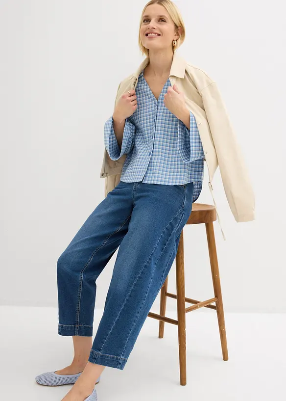 Jean barrel taille mi-haute, cropped, bonprix