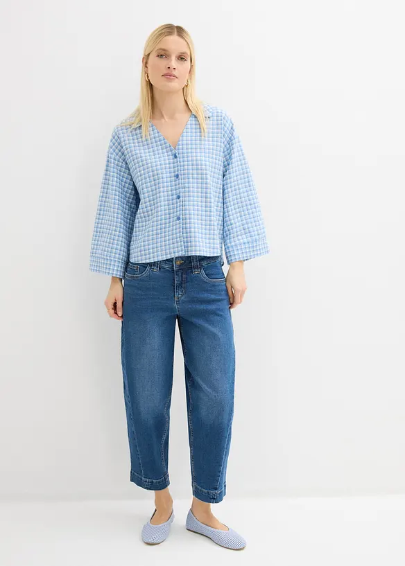 Jean barrel taille mi-haute, cropped, bonprix