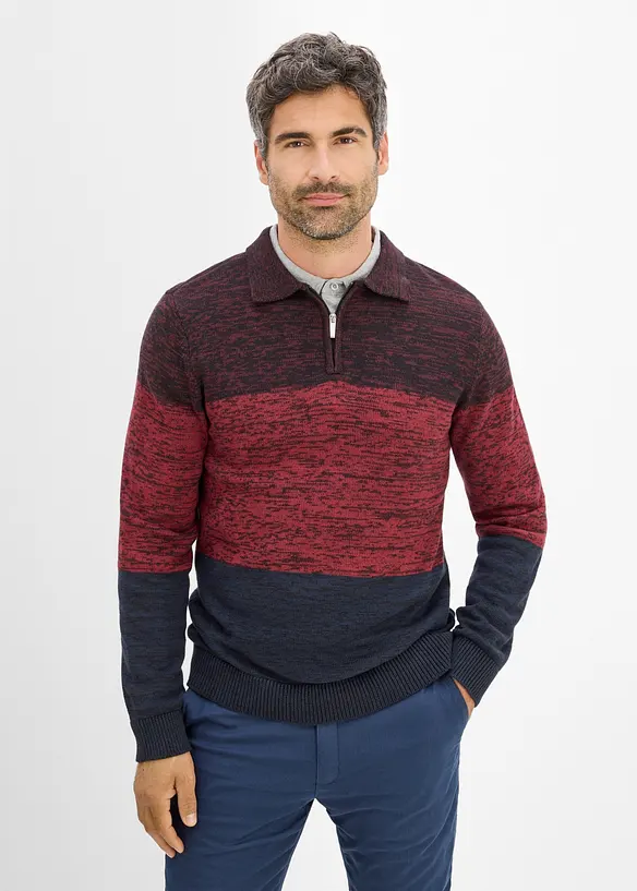 Pull en fine maille &agrave; col polo, bonprix