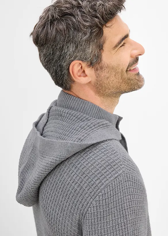 Gilet en grosse maille &agrave; capuche, bonprix