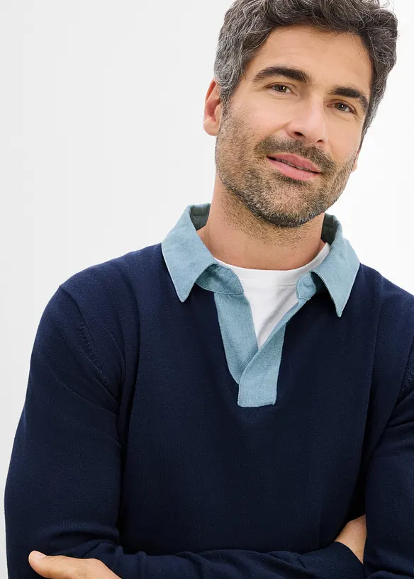 Pull en fine maille, aspect 2en1, bonprix
