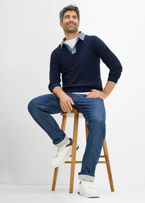 Pull en fine maille, aspect 2en1, bonprix