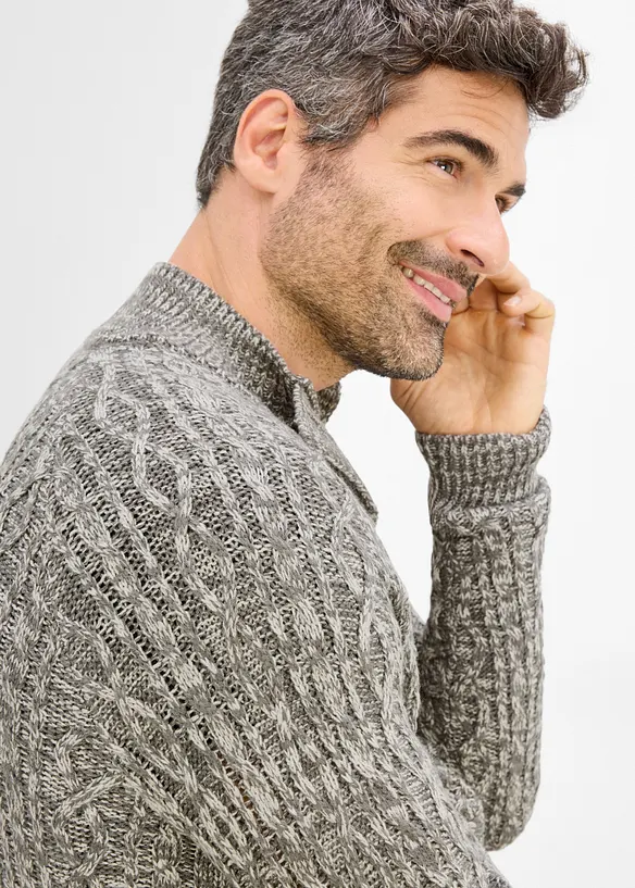 Gilet en grosse maille &agrave; col montant, bonprix