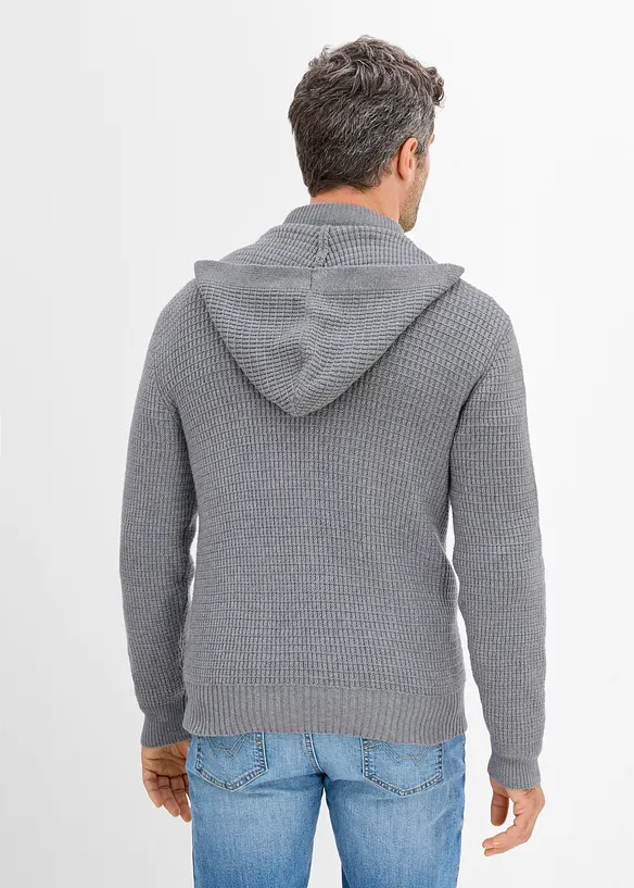 Gilet en grosse maille &agrave; capuche, bonprix
