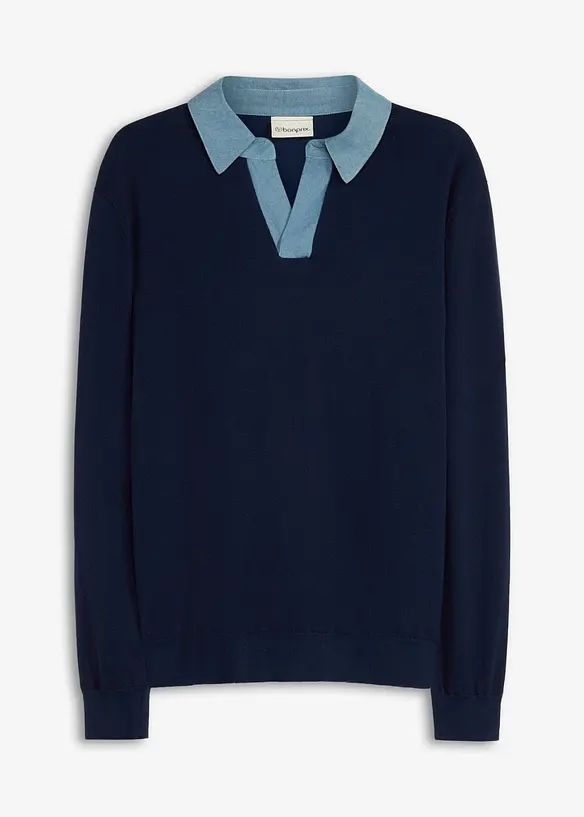 Pull en fine maille, aspect 2en1, bonprix