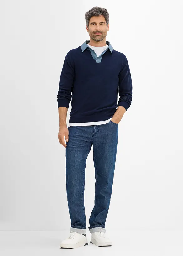 Pull en fine maille, aspect 2en1, bonprix