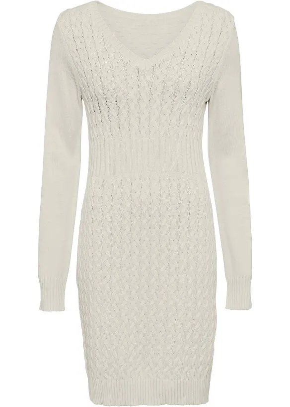 Robe en maille &agrave; motif torsad&eacute;, bonprix