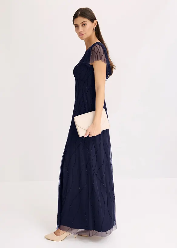 Maxikleid aus zartem T&uuml;ll mit Perlenstickerei, bonprix