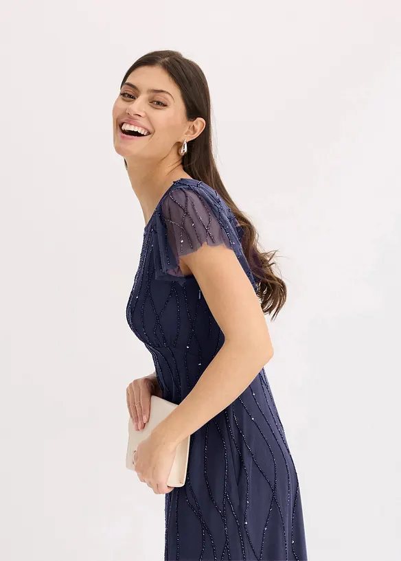 Maxikleid aus zartem T&uuml;ll mit Perlenstickerei, bonprix