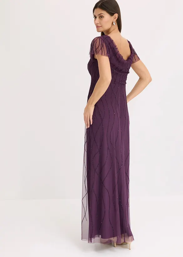 Maxikleid aus zartem T&uuml;ll mit Perlenstickerei, bonprix