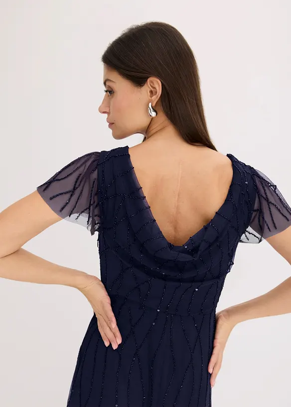 Maxikleid aus zartem T&uuml;ll mit Perlenstickerei, bonprix