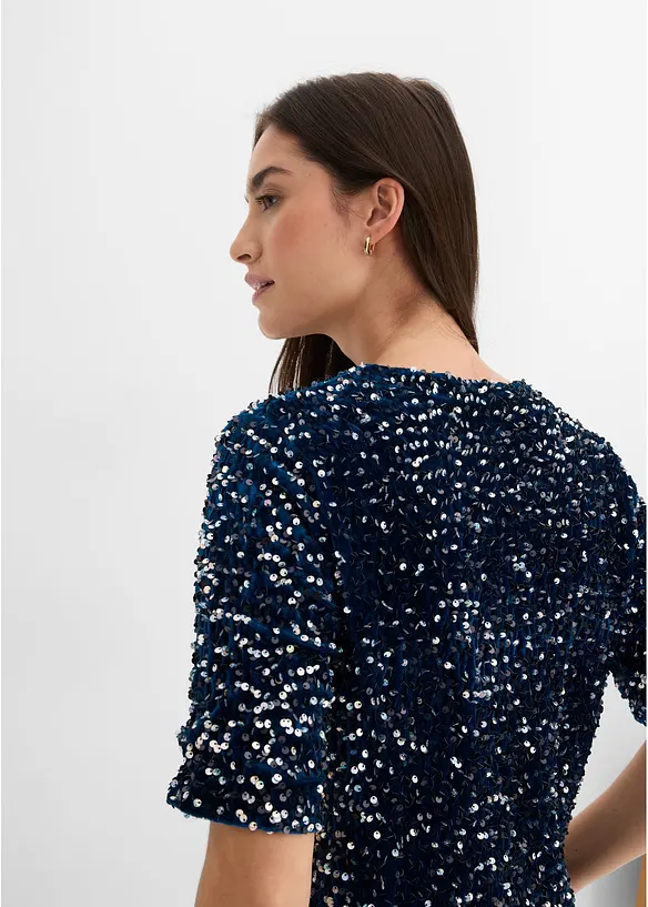 Pailletten-Shirt aus softem Samt, bonprix