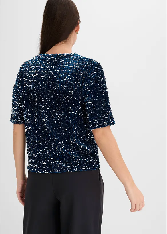 Pailletten-Shirt aus softem Samt, bonprix