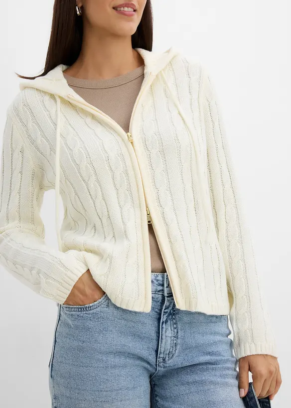 Gilet en maille torsad&eacute;e, bonprix