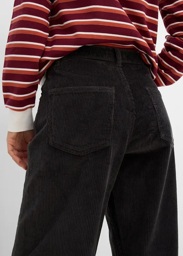 Pantalon Barrel en velours de coton c&ocirc;tel&eacute;, bonprix