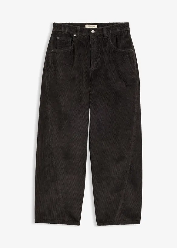 Pantalon Barrel en velours de coton c&ocirc;tel&eacute;, bonprix