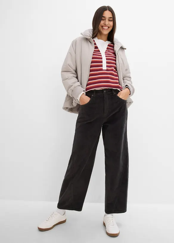 Pantalon Barrel en velours de coton c&ocirc;tel&eacute;, bonprix