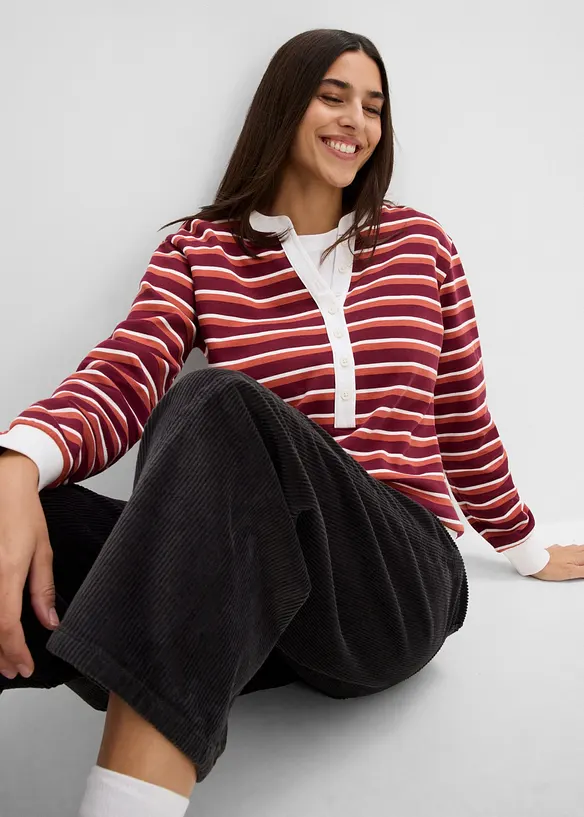 Pantalon Barrel en velours de coton c&ocirc;tel&eacute;, bonprix