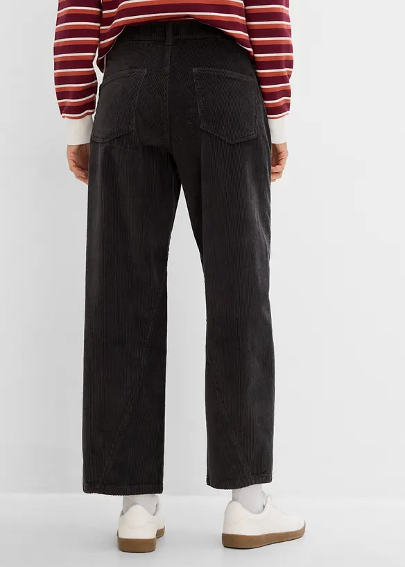 Pantalon Barrel en velours de coton c&ocirc;tel&eacute;, bonprix
