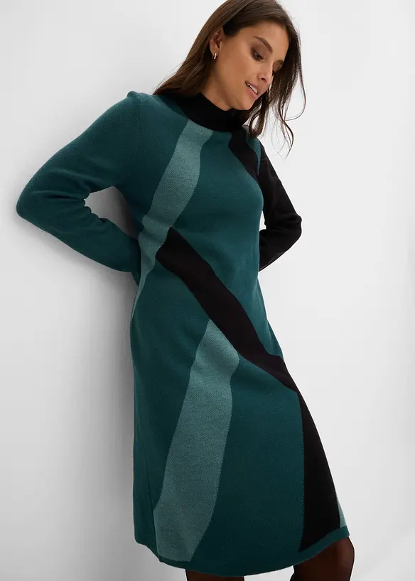 Jacquard-Strickkleid mit modernen Streifen, bonprix