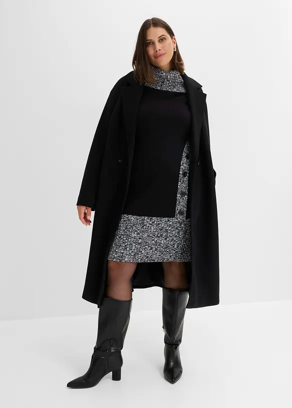 Robe ajust&eacute;e en maille avec col ch&acirc;le, bonprix