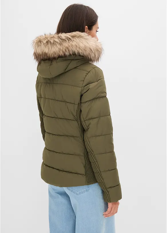 Steppjacke mit Fellimitatkragen, bonprix