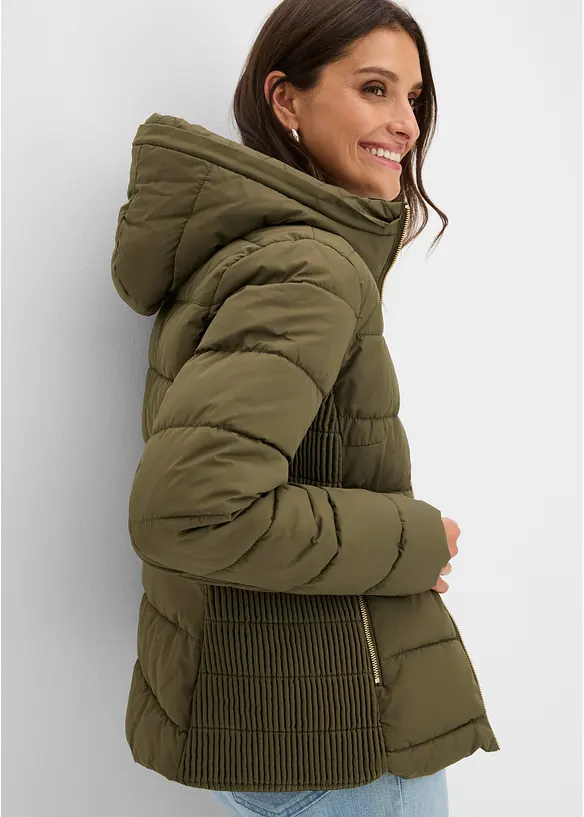 Steppjacke mit Fellimitatkragen, bonprix