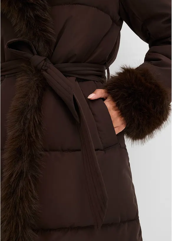 Doudoune longue avec bordures peluche, bonprix
