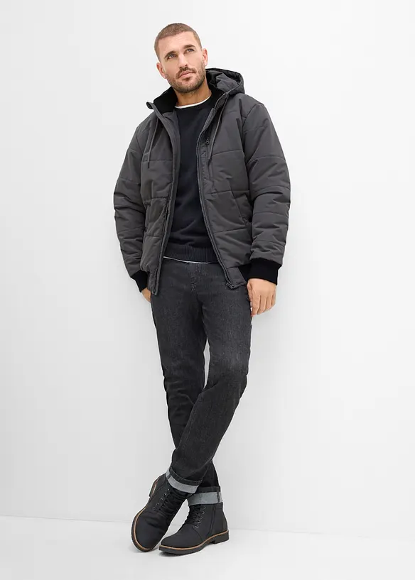 Winter-Steppjacke in Blousonform mit Kapuze, bonprix