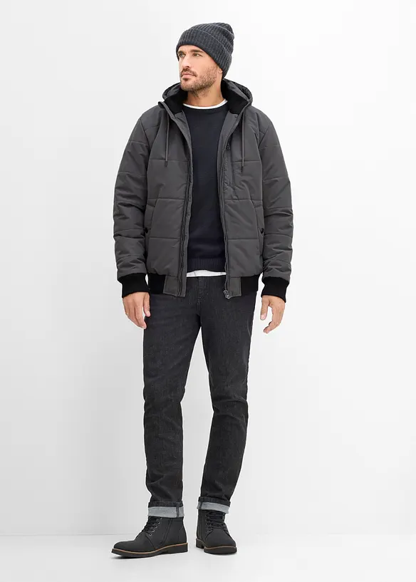 Winter-Steppjacke in Blousonform mit Kapuze, bonprix
