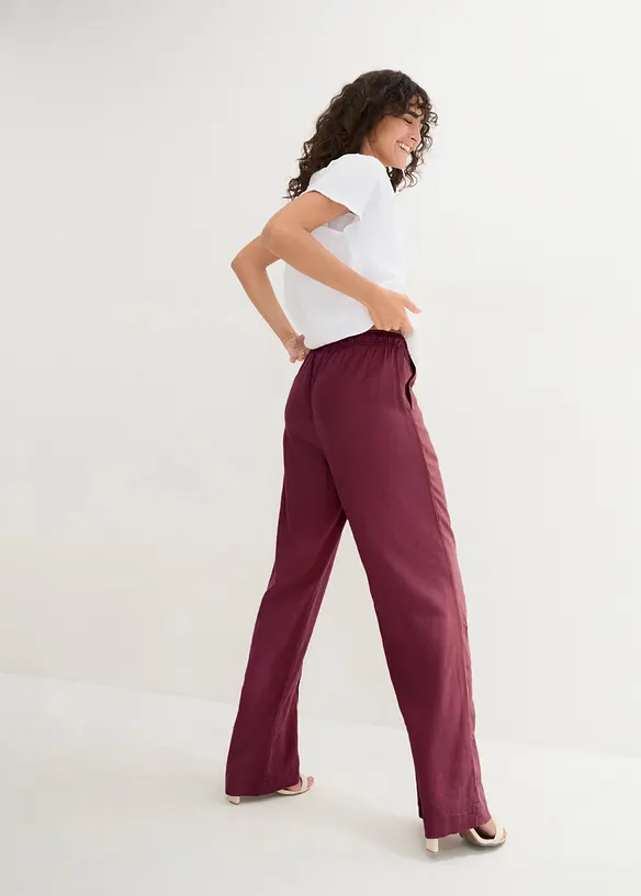 Pantalon palazzo l&eacute;ger en lin et viscose, bonprix