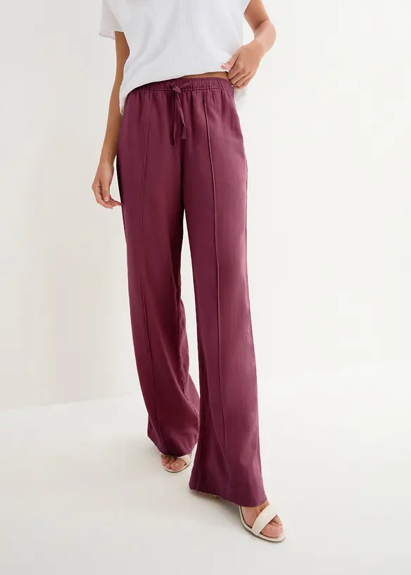 Pantalon palazzo l&eacute;ger en lin et viscose, bonprix