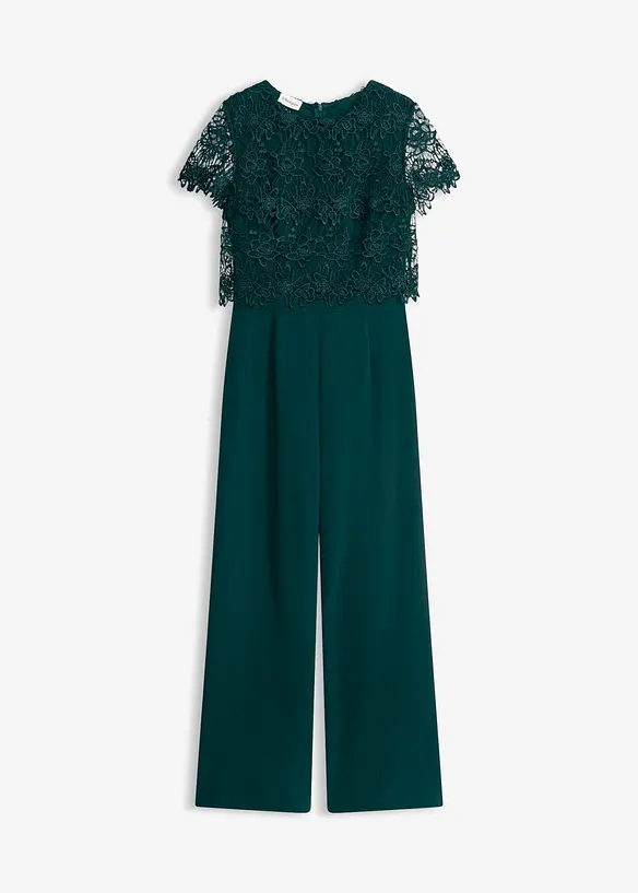 Jumpsuit aus softem Scuba mit Spitze, bonprix