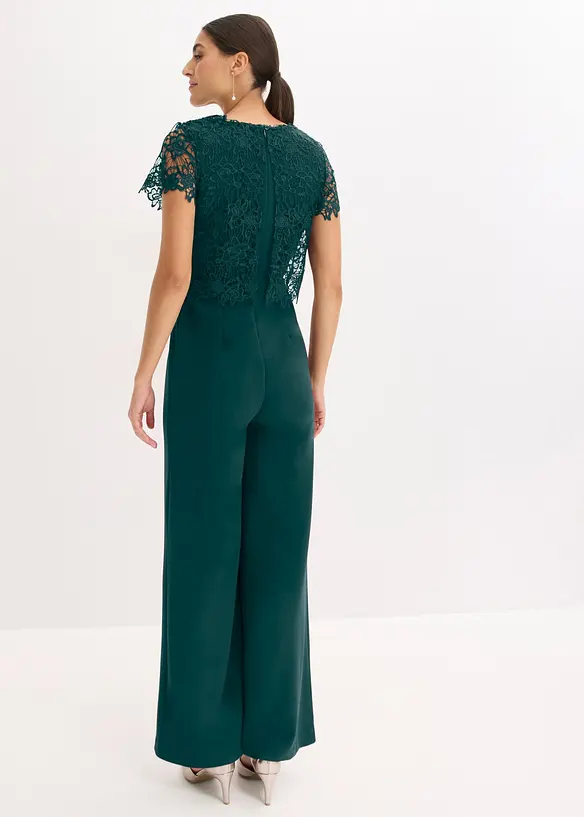 Jumpsuit aus softem Scuba mit Spitze, bonprix