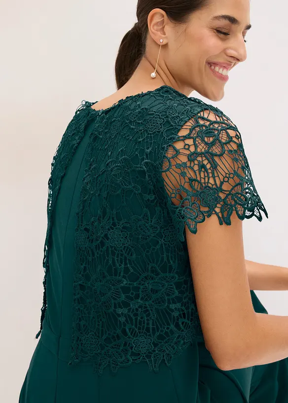 Jumpsuit aus softem Scuba mit Spitze, bonprix