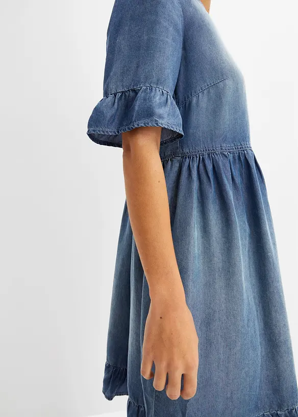 Jeanskleid mit Volants, bonprix