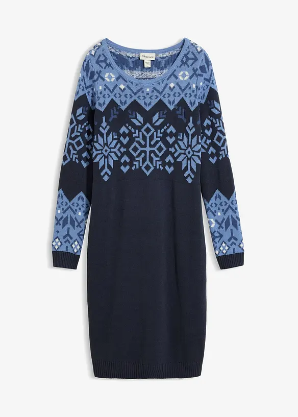 Robe en maille &agrave; motif norv&eacute;gien en coton m&eacute;lang&eacute;, bonprix